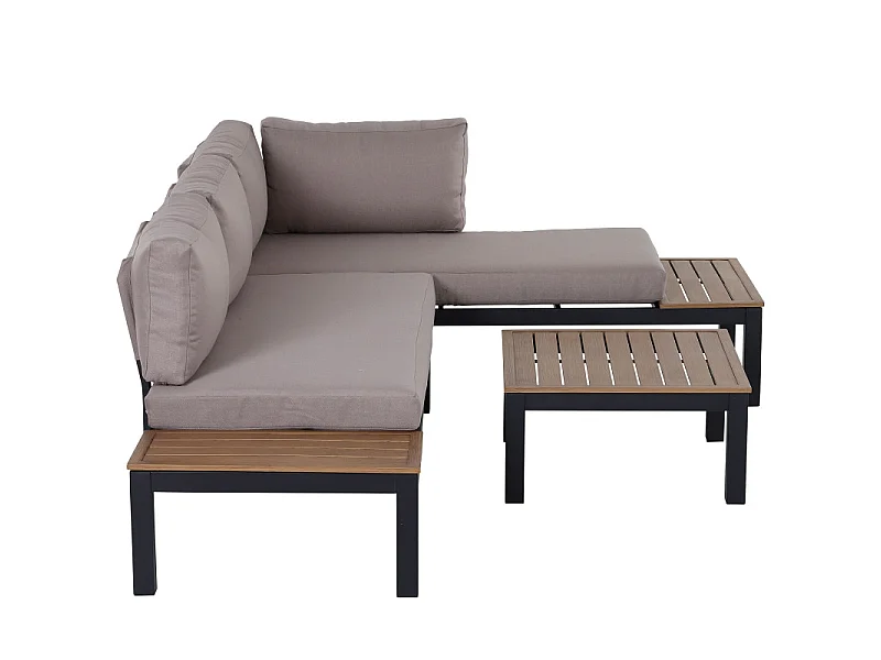 Salon de jardin d'angle 5 places BILLIE brun et noir