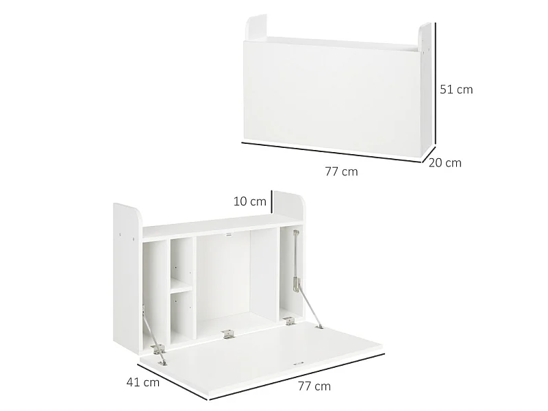 Bureau mural multi-rangement pliable CLOVIS blanc