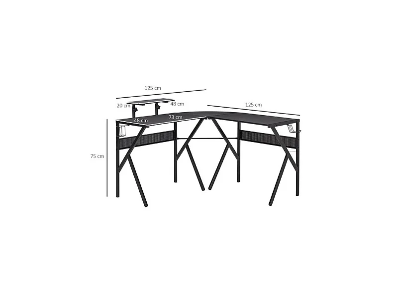Bureau Gaming d'angle KLEE Noir