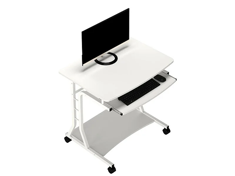 Petit Bureau Informatique - Roulant - Bois Blanc