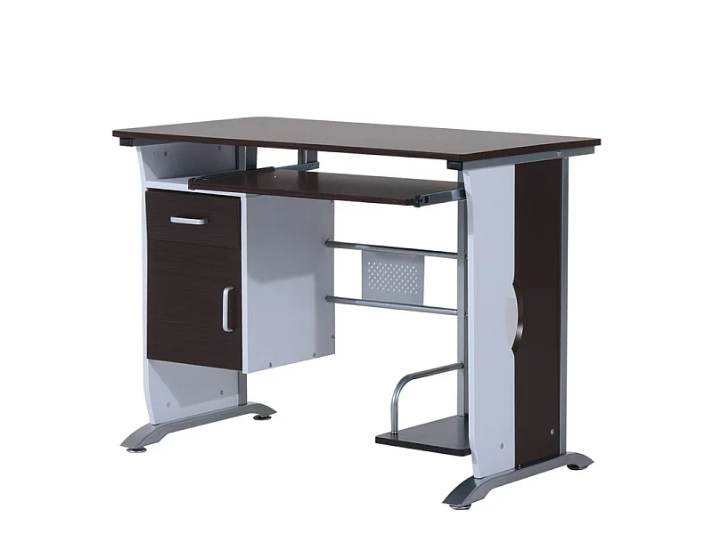 Bureau informatique MDF brun-noir et blanc