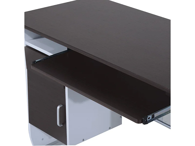 Bureau informatique MDF brun-noir et blanc