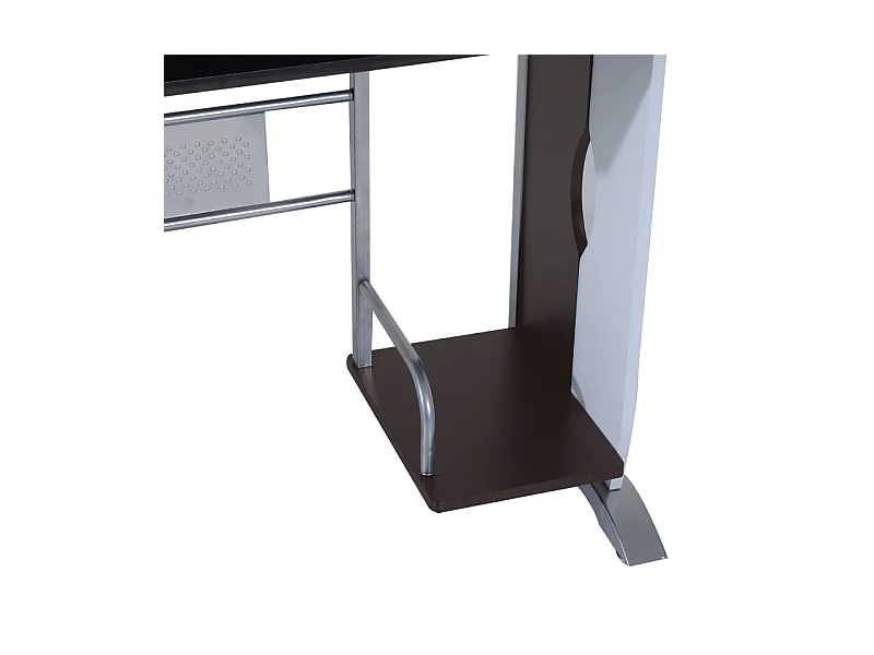 Bureau informatique MDF brun-noir et blanc