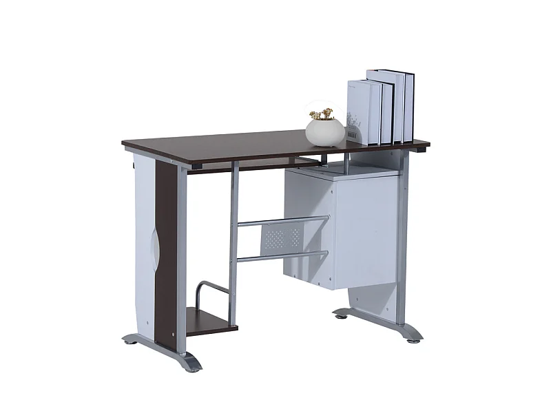 Bureau informatique MDF brun-noir et blanc