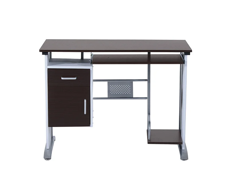 Bureau informatique MDF brun-noir et blanc