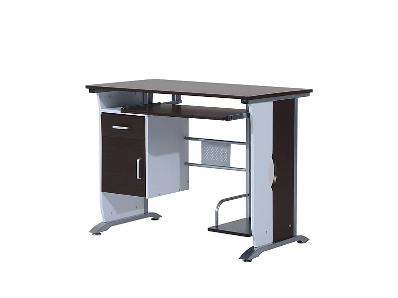 Bureau informatique MDF brun-noir et blanc