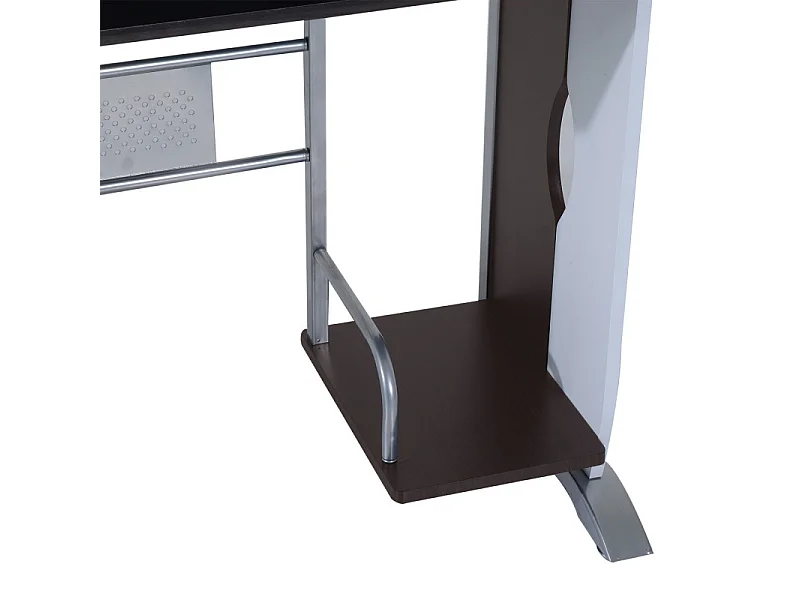 Bureau informatique MDF brun-noir et blanc