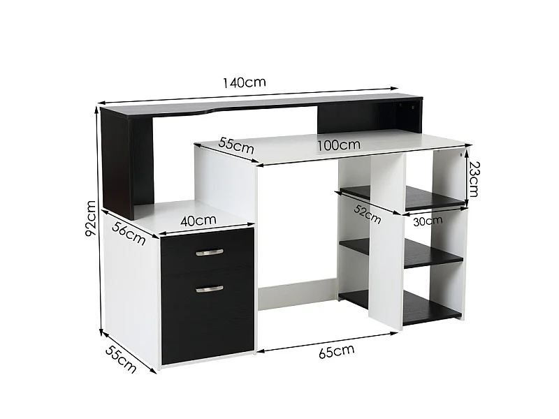 Bureau Informatique Ase Noir et Blanc