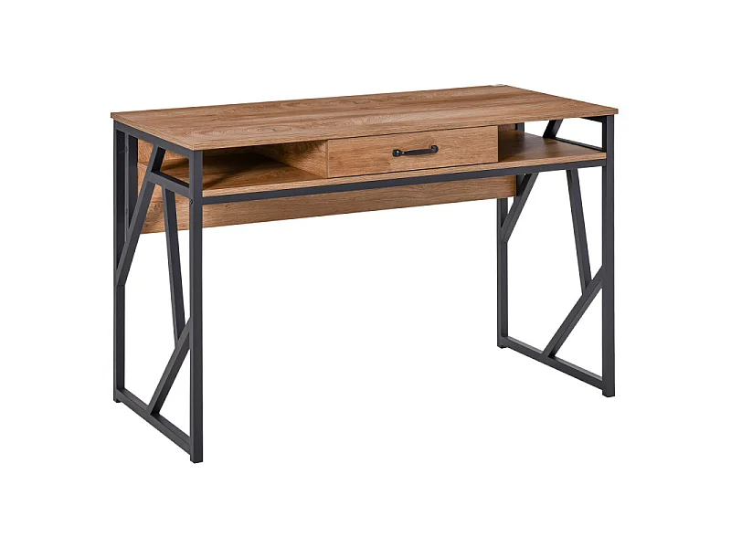 Bureau industriel GIULIA aspect bois de noyer
