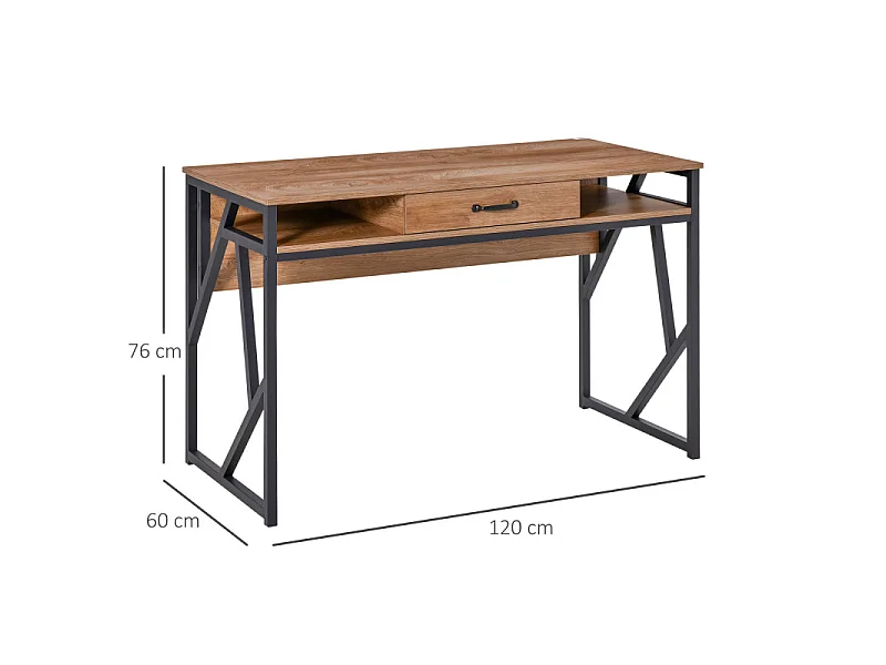 Bureau industriel GIULIA aspect bois de noyer