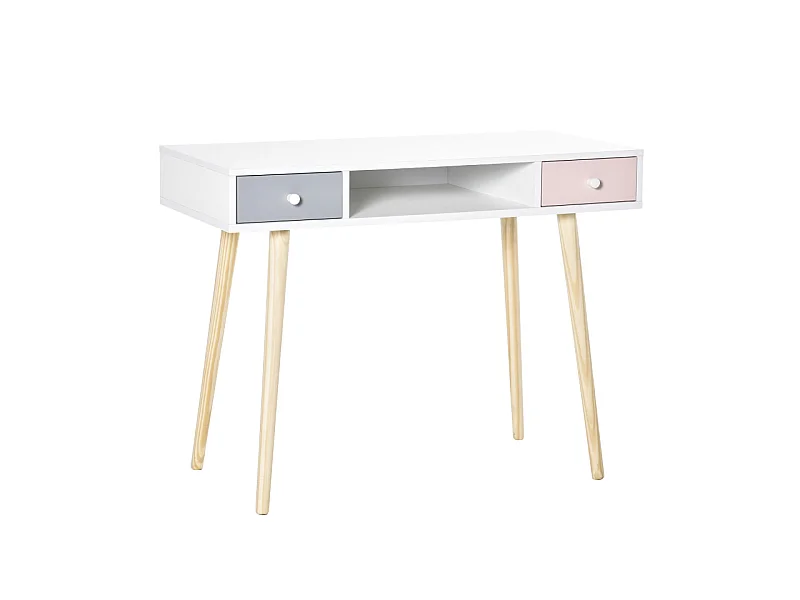 Bureau scandinave enfant ALIX blanc rose gris