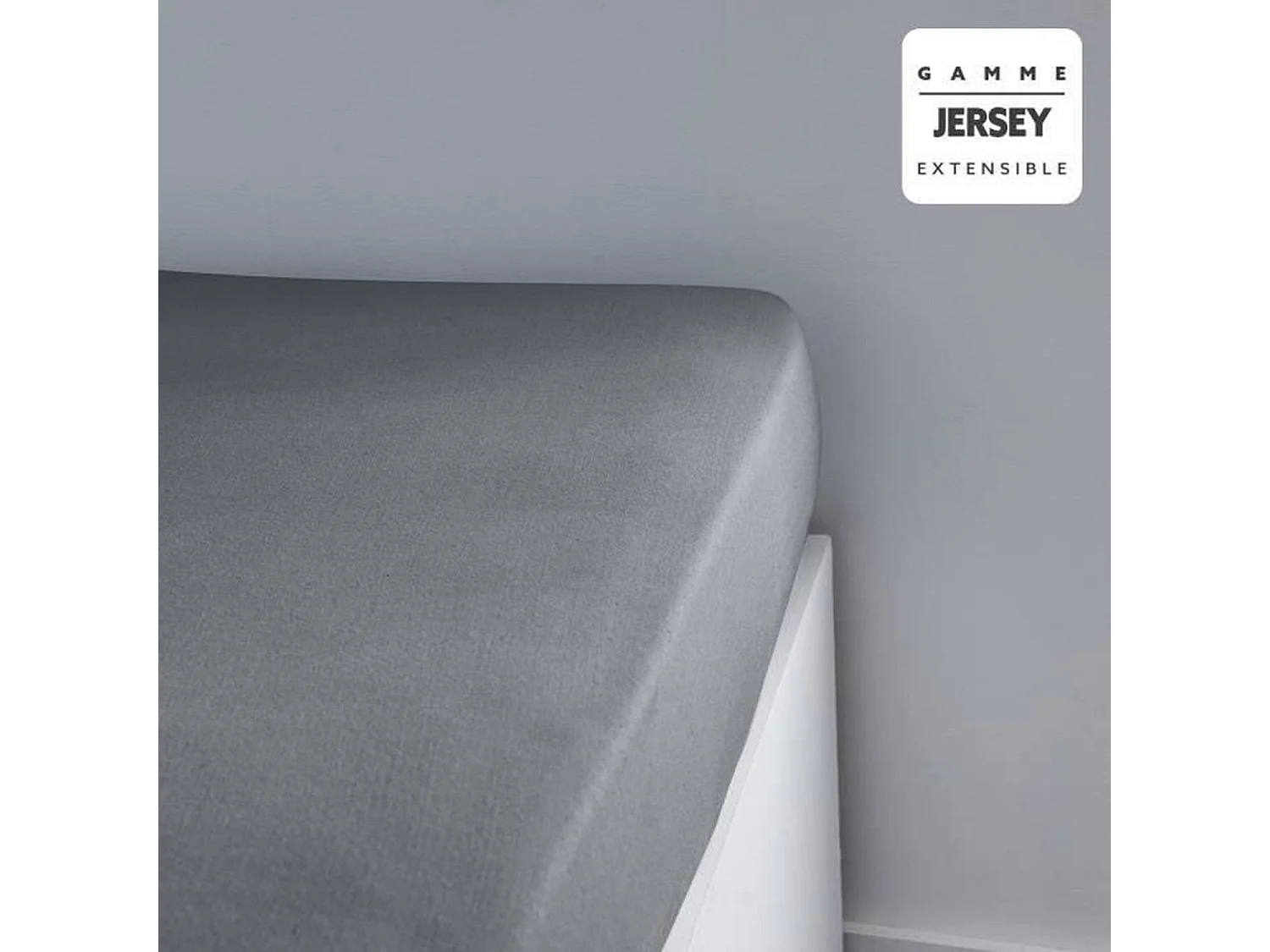 Drap housse - 90 x 190+25 cm jersey - Acier
