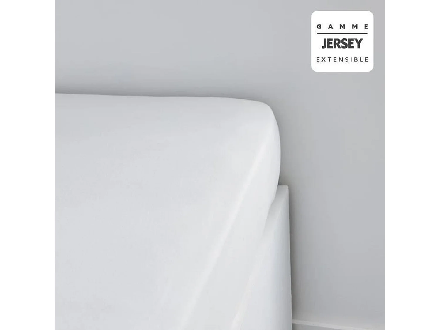 Drap housse jerey uni craie 90 x 190 x 25 cm