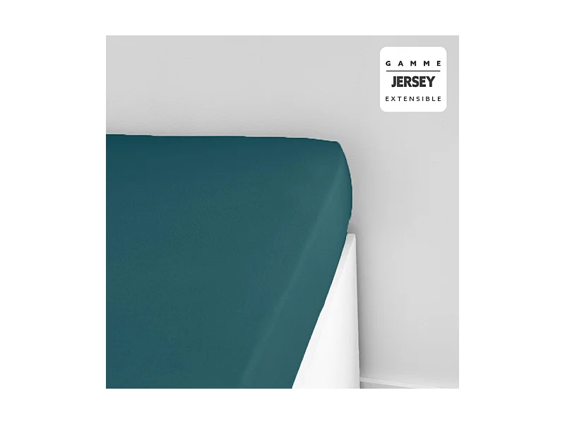 Drap-housse en jersey de coton. Bleu Pétrole 160/180x200cm