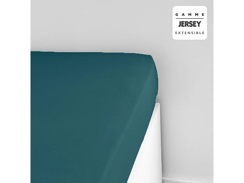 Hoeslaken van katoenen jersey Jersey Cotton. Petrol Blauw 160/180x200cm