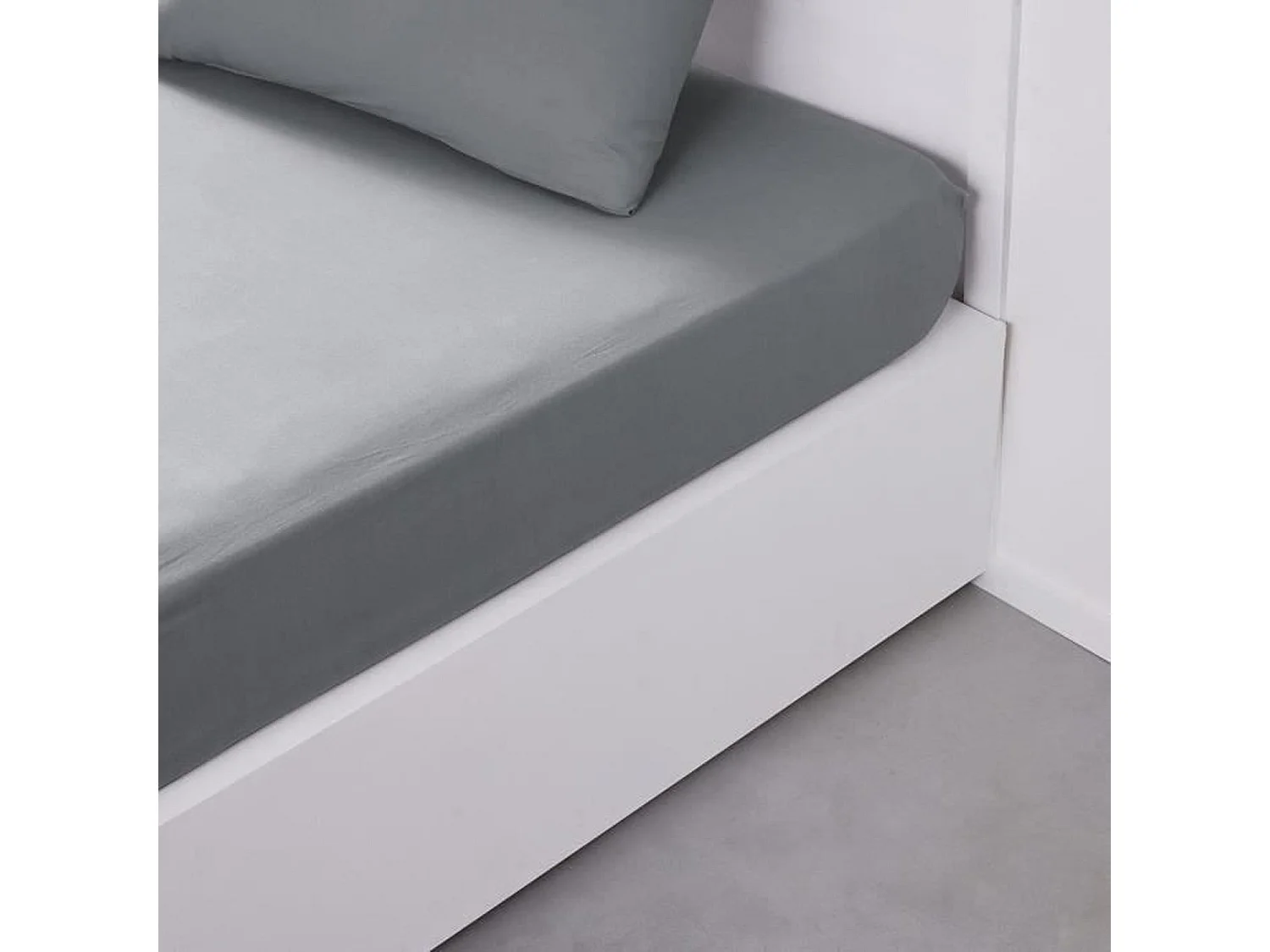 Drap housse - 90 x 190 cm uni - Acier