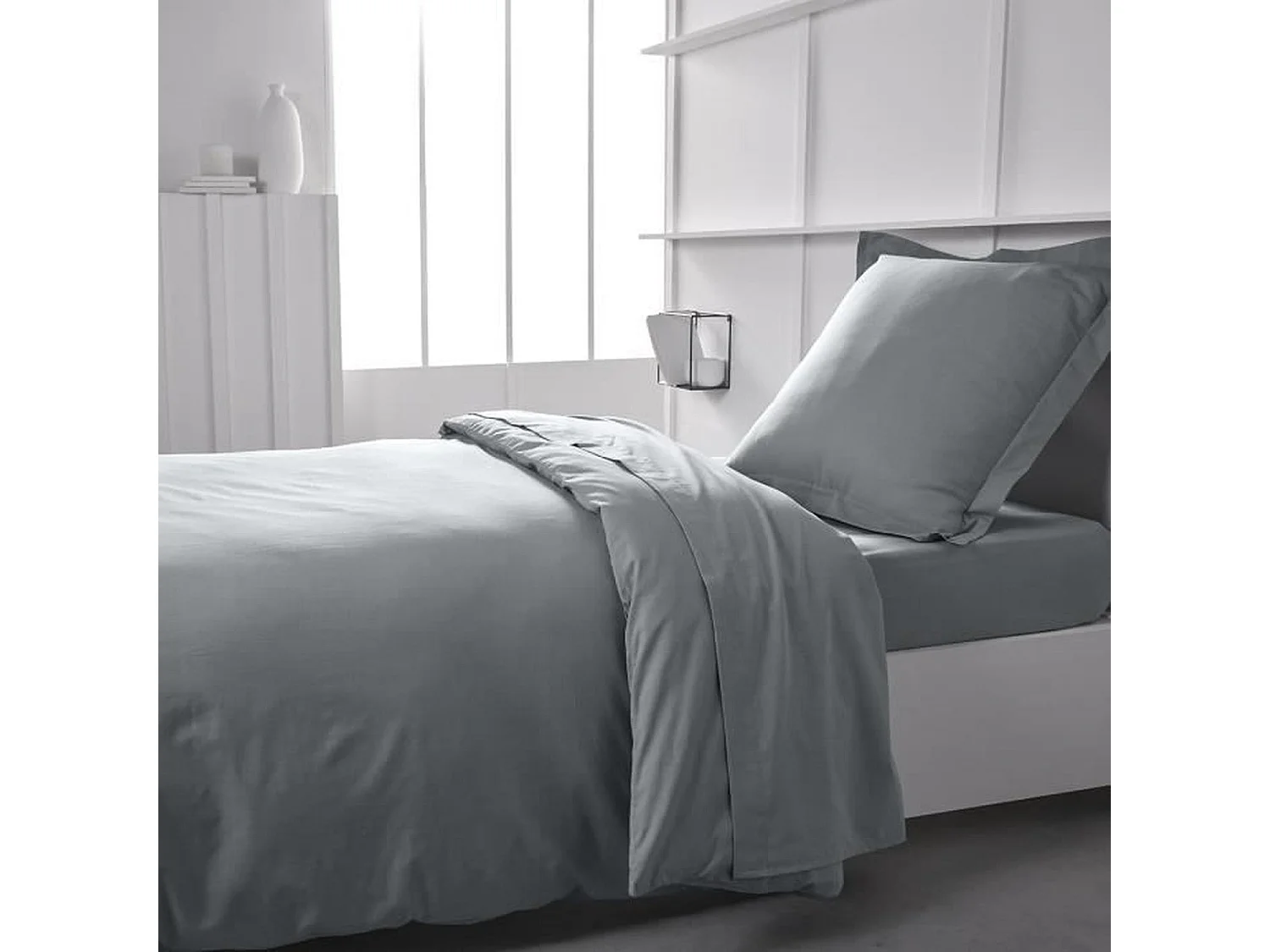 Drap housse - 90 x 190 cm uni - Acier
