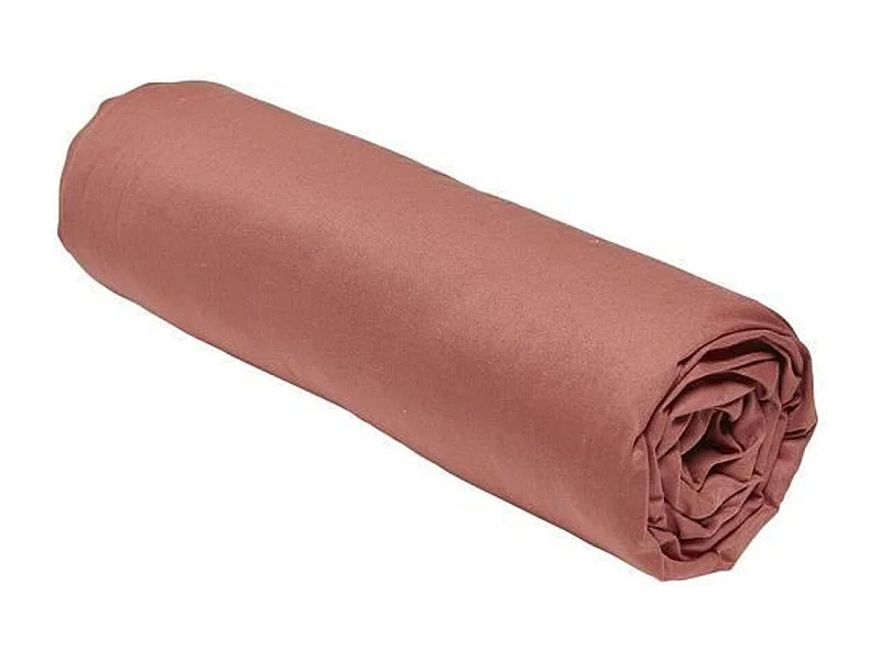 Drap housse - 90 x 190 cm uni - Terracotta
