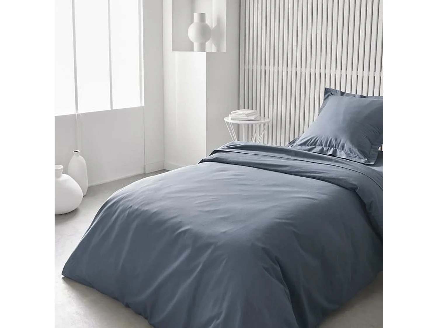 Drap housse - 90 x 190 cm uni - Denim
