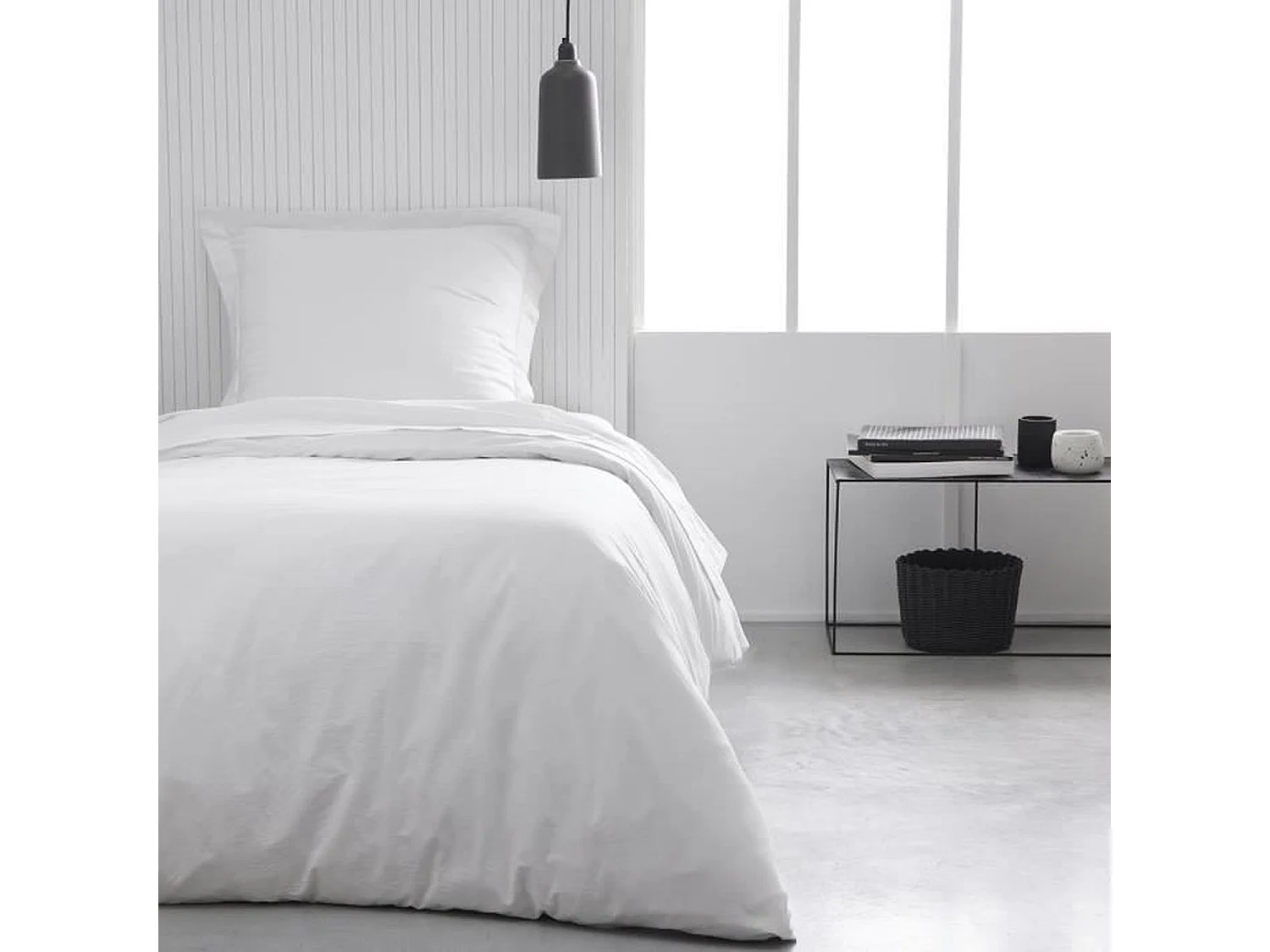 Drap housse - 90 x 190 cm uni - Craie