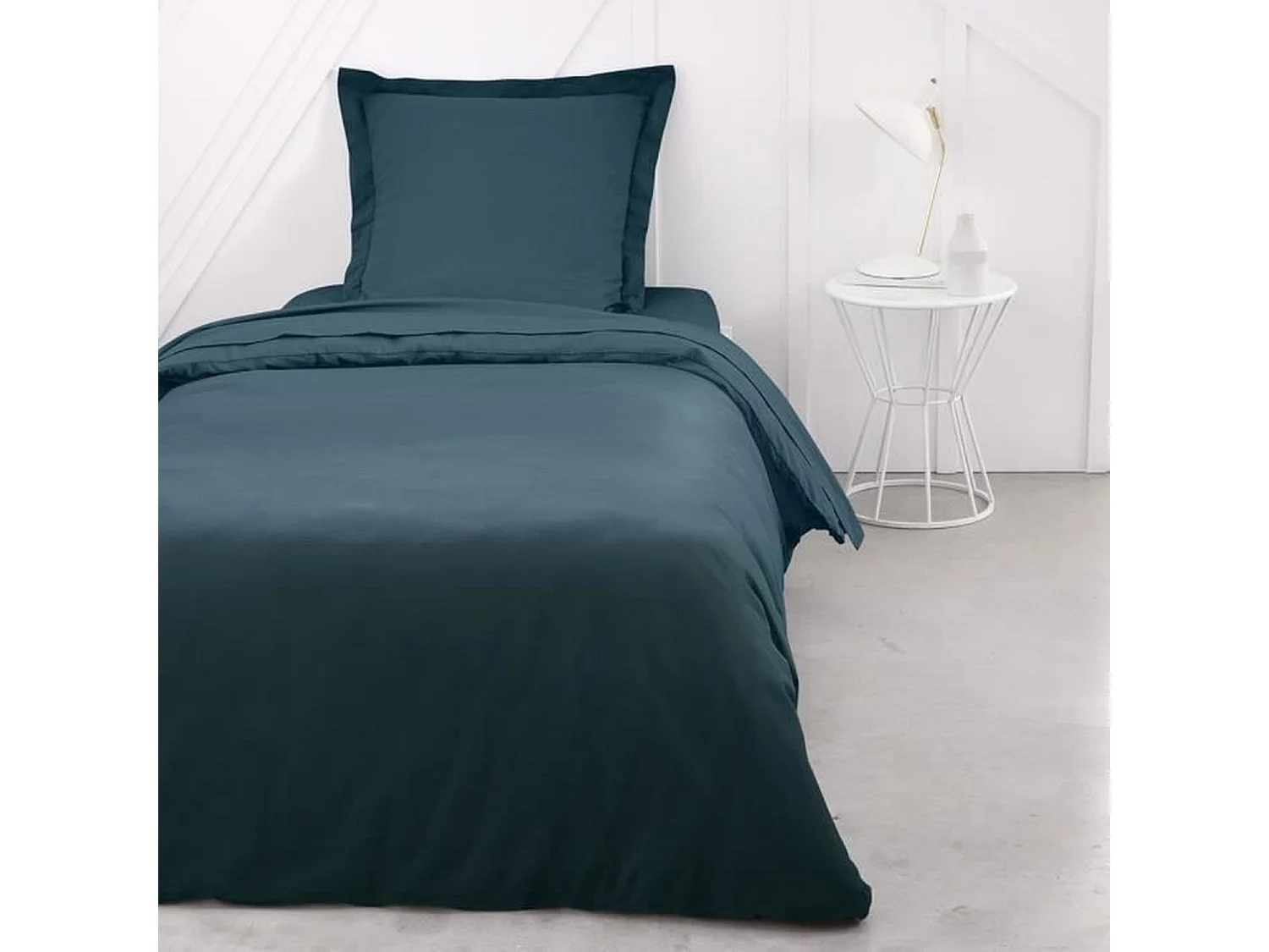 Drap housse - 90 x 190 cm uni - Paon