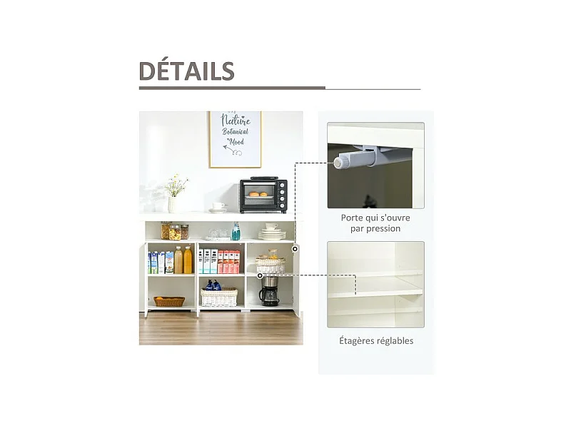 Buffet LED étagère KEITH blanc laqué