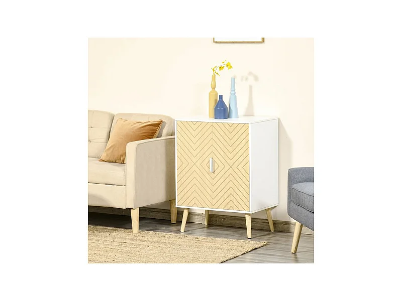 Buffet design ULRICH blanc et bois