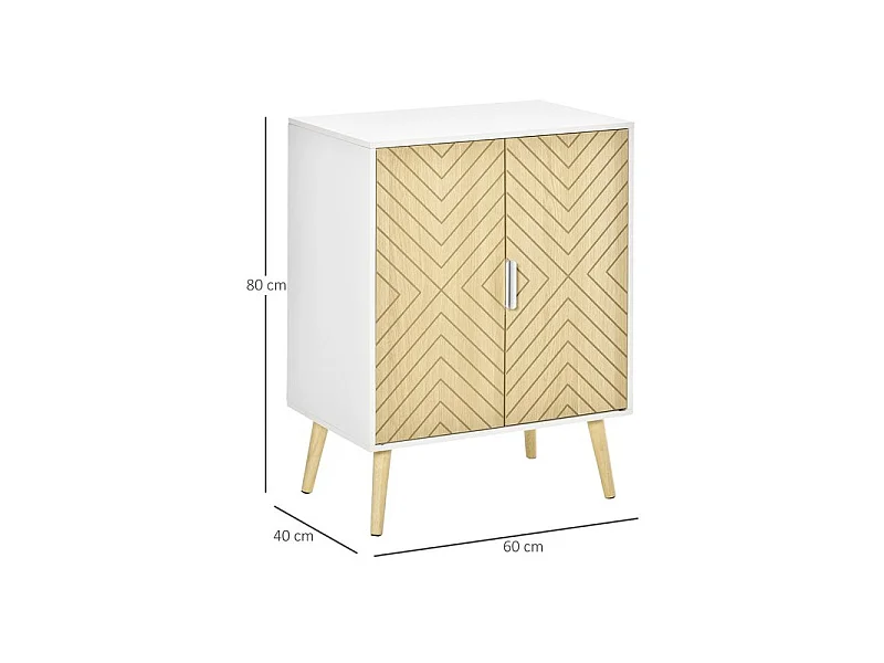 Buffet design ULRICH blanc et bois