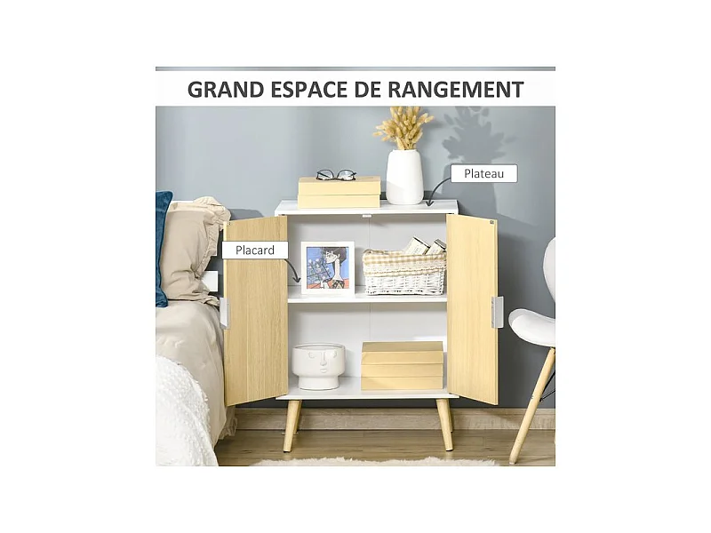 Buffet design ULRICH blanc et bois