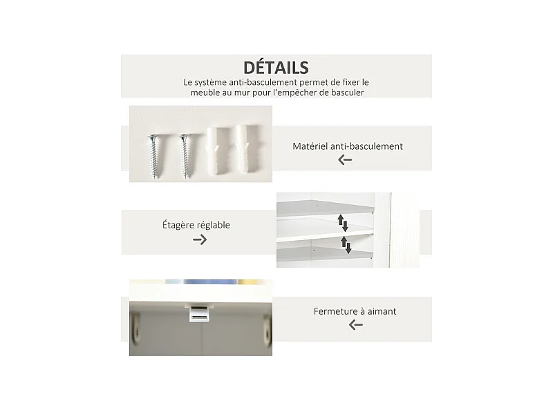 Buffet design ULRICH blanc et bois