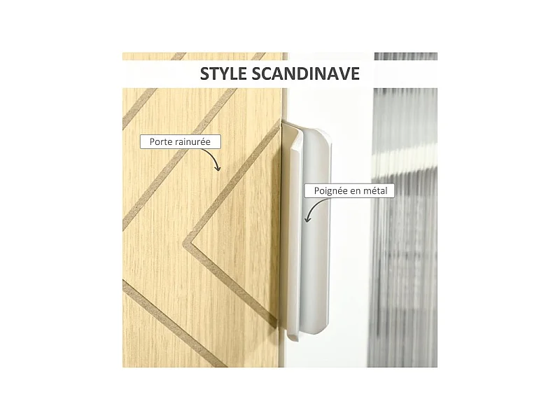 Buffet design ULRICH blanc et bois