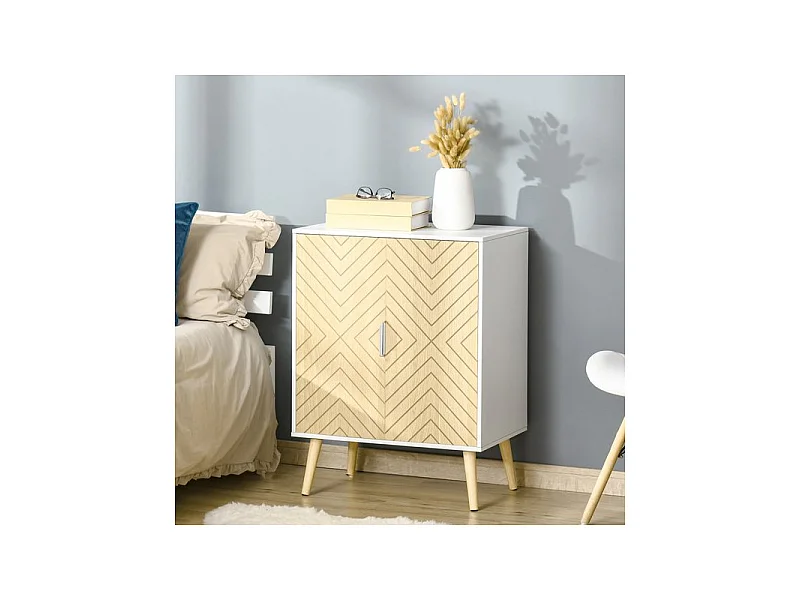 Buffet design ULRICH blanc et bois