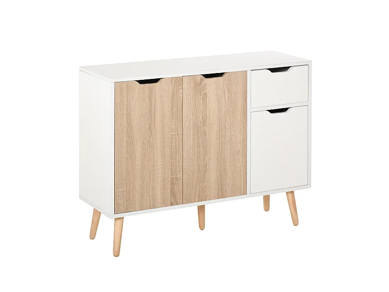 Buffet scandinave LEON chêne et blanc