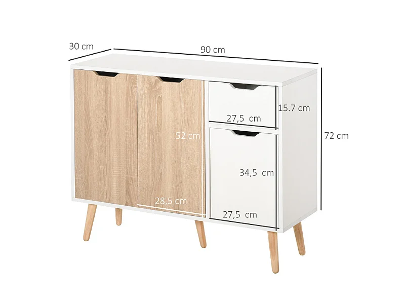 Buffet scandinave LEON chêne et blanc