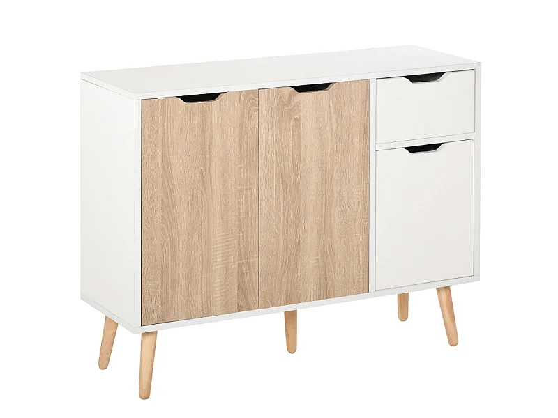 Buffet scandinave LEON chêne et blanc