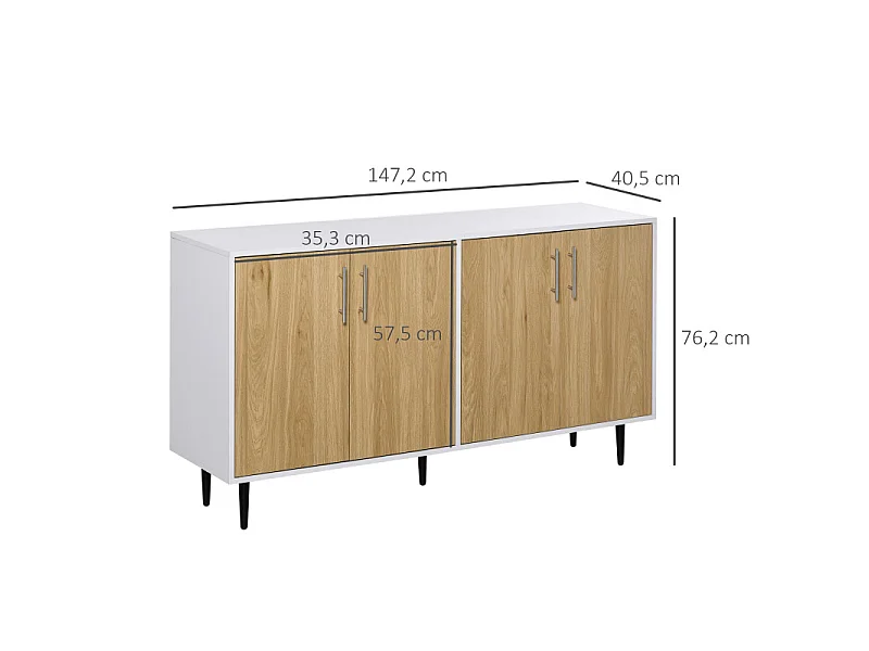 Buffet placard DORIAN chêne clair et blanc