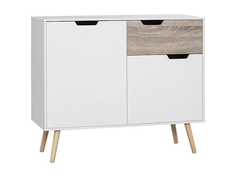 Buffet style scandinave MATHIS blanc et bois