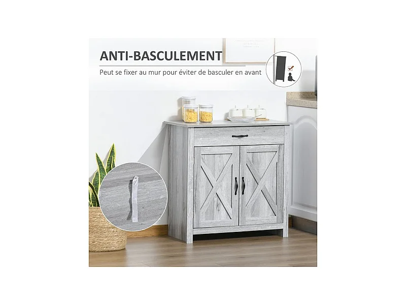 Buffet 2 portes ELOÏSE gris clair