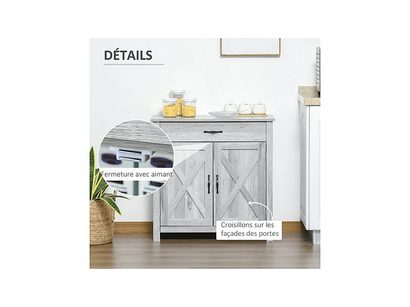 Buffet 2 portes ELOÏSE gris clair