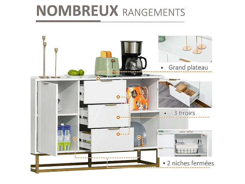 Buffet design APHRODITE blanc et doré