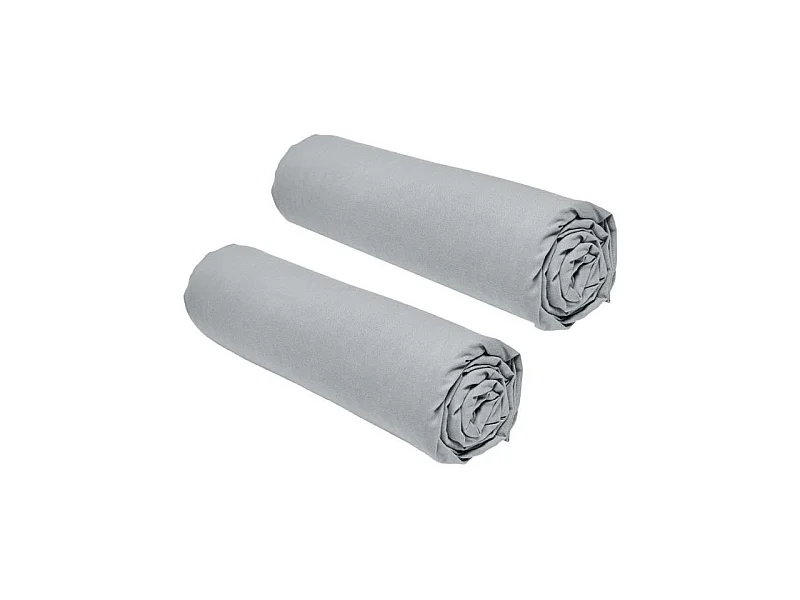 Lot de 2 draps housses  Essential - 90 x 190 cm - 1 personne - 100% Coton - Acier