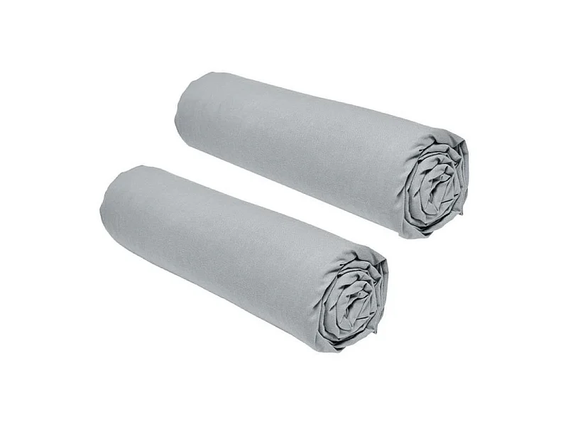 Lot de 2 draps housses  Essential - 90 x 190 cm - 1 personne - 100% Coton - Acier