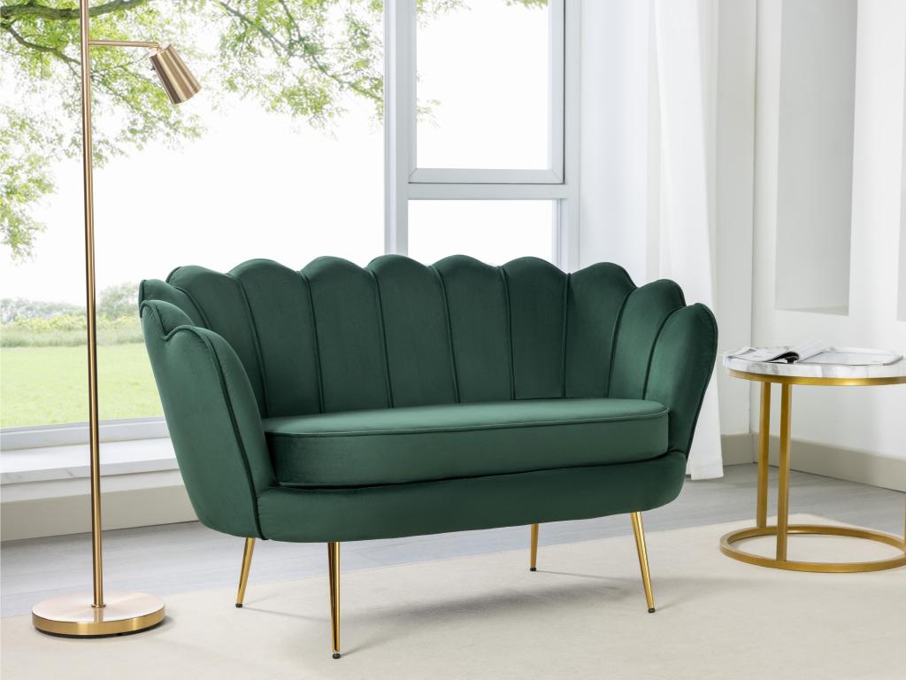 Muschelsofa 2-Sitzer - Samt - Tannengrün - DANDELION von Pascal Morabito günstig online kaufen