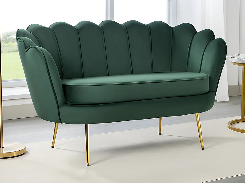 Muschelsofa 2-Sitzer - Samt - Tannengrün - DANDELION von Pascal Morabito