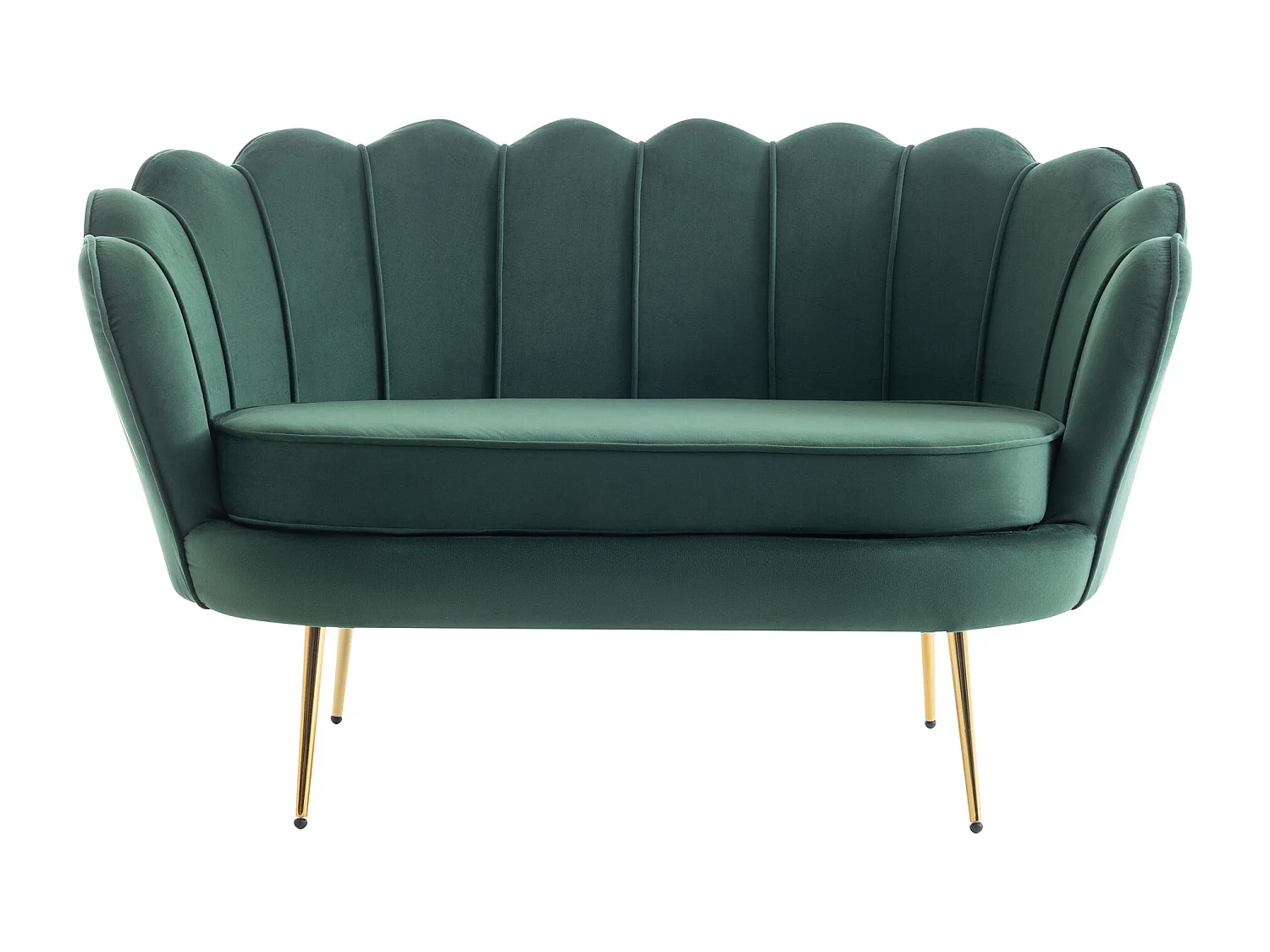 Canapé 2 places coquillage en velours vert sapin DANDELION de Pascal Morabito