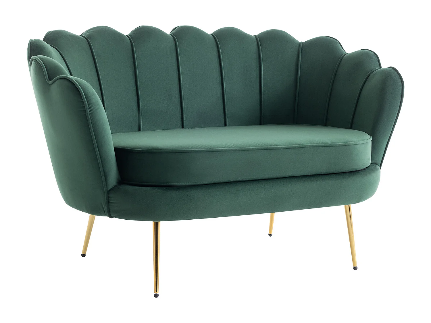 Canapé 2 places coquillage en velours vert sapin DANDELION de Pascal Morabito