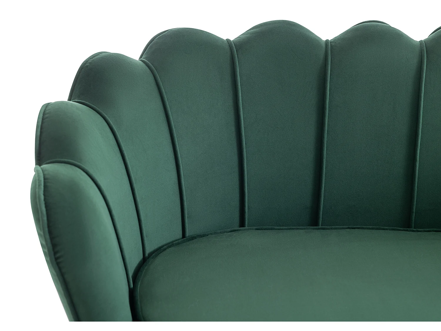 Canapé 2 places coquillage en velours vert sapin DANDELION de Pascal Morabito