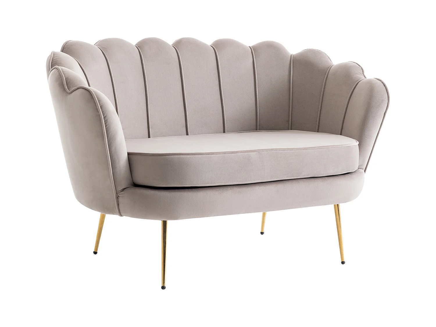 Sofá 2 plazas de terciopelo color topo con forma de concha DANDELION de Pascal Morabito