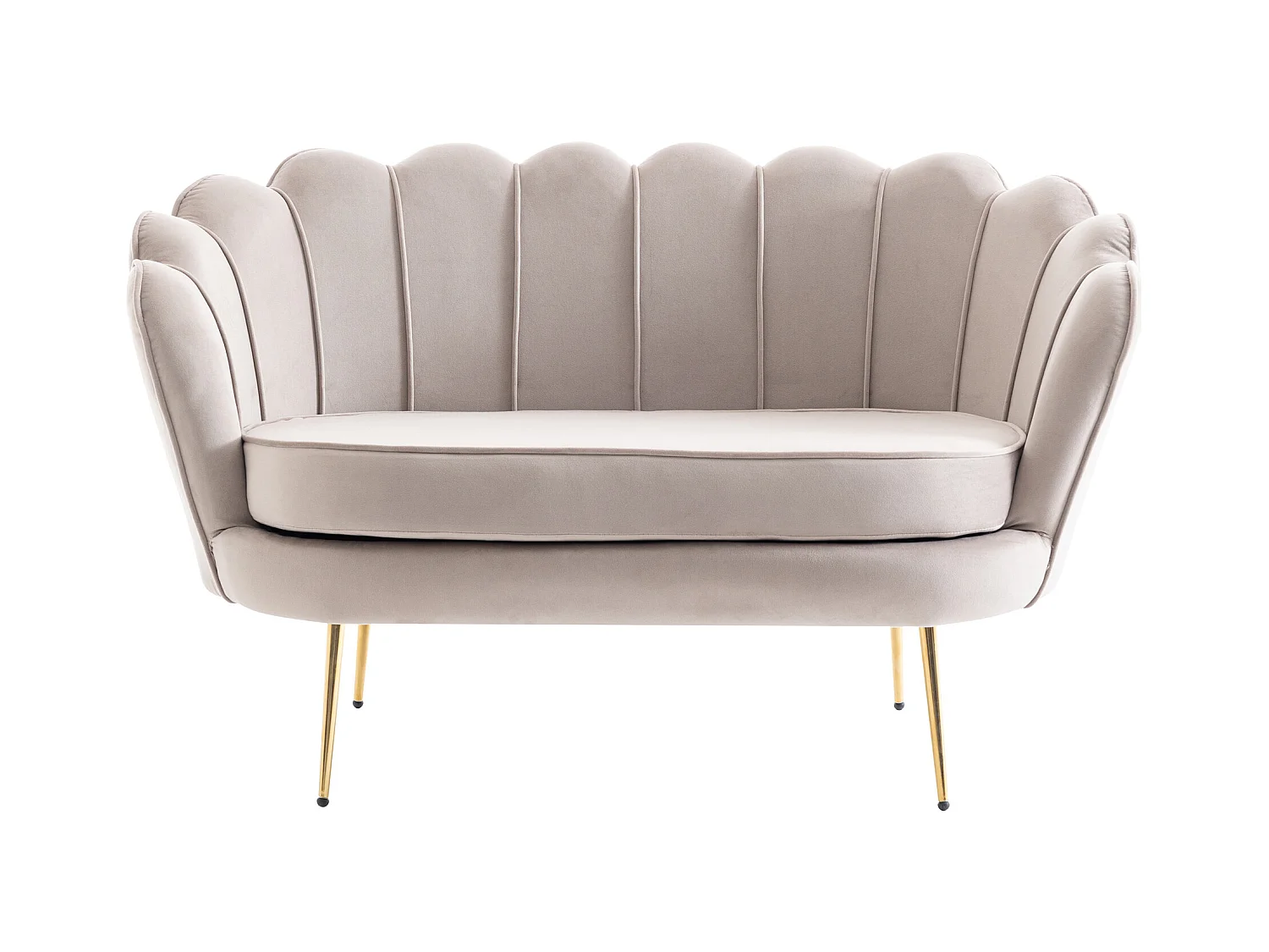 Sofá 2 plazas de terciopelo color topo con forma de concha DANDELION de Pascal Morabito