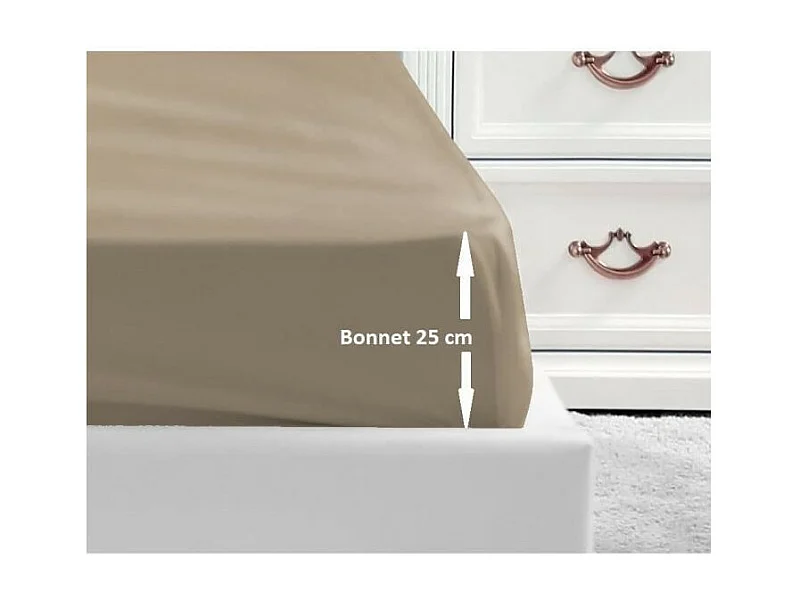 Hoeslaken 100% katoen 180x200x25 cm - Beige